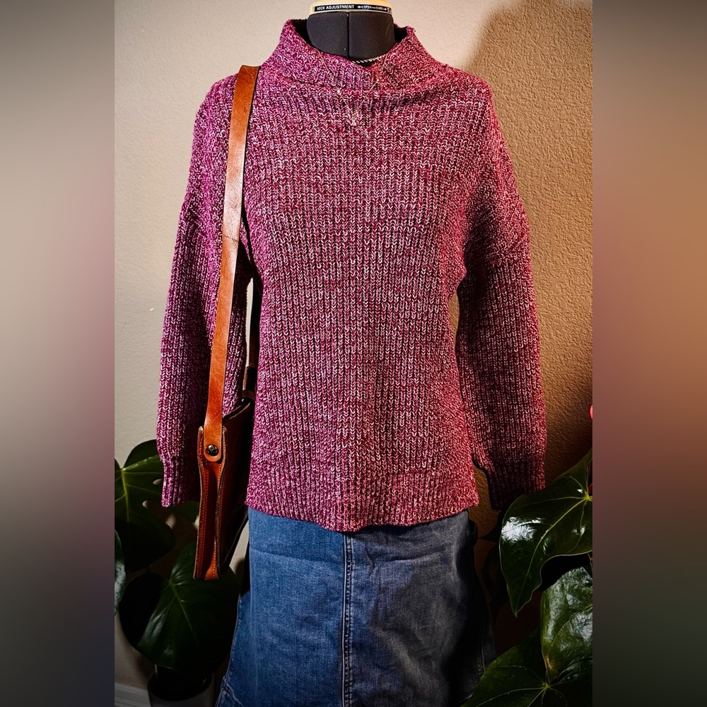 Cupcakes & Cashmere Raspberry Mock Neck Knit Sweater S